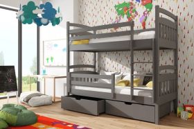Gabby Wooden Kids Bunk Bed with Storage and Foam Mattress - Graphite