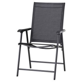 Steel Frame Set of 2 Foldable Outdoor Garden Chairs - Black