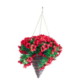 Hanging Artificial Cone Basket - Red
