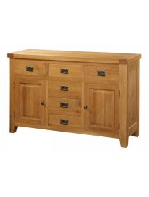 Wycombe  Solid Oak Finish Large Sideboard with 2 Doors and 6 Drawers - Oak