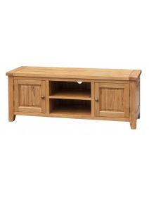 Wycombe Solid Oak Finish Straight TV Stand Storage - Wood