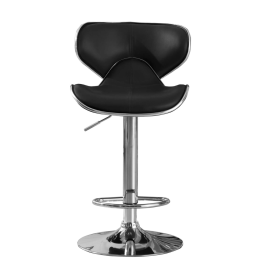 Margam Leather Effect Stylish Seating Adjustable Height and Swivel Function Bar Stool Set of 2 - Black