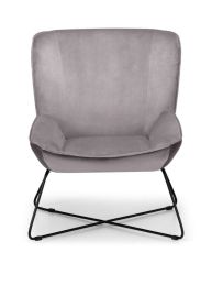 Mila Velvet Accent Chair and Stool - Grey