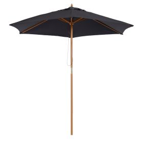 2.5m Wooden Garden Patio Parasol Umbrella-Black