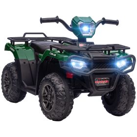 12V Kids Quad Bike with Forward Reverse Functions, Electric Ride On ATV with Music, LED Headlights, for Ages 3-5 Years - Green