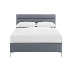 Saltash PU King Size Bed with Chrome T Legs - Grey