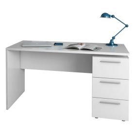 Saltash High Gloss Office Desk with 3 Drawers - White