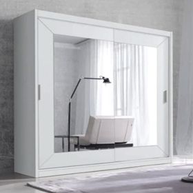 Ethra Tranq Mirrored 2 Door Sliding Wardrobe - White Matt