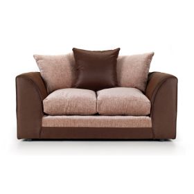 Aruba Brown and Beige Fabric 2 Seater Sofa