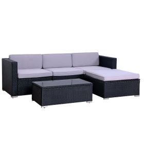 Modular 4 Seater Outdoor Corner Sofa With Coffee Table Set - Brown