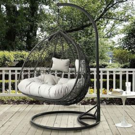 High Quality PE Rattan Garden Swing Egg Chair - Black
