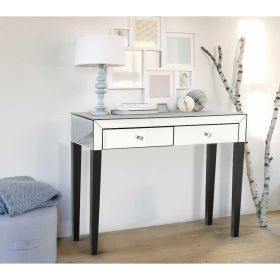 Crediton Mirrored Dressing Table - 2 Drawer - Silver