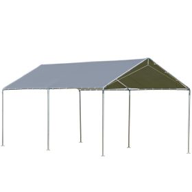 3 x 6m Heavy Duty Carport Garage Car Shelter Galvanized Steel Outdoor Open Canopy Tent Water UV Resistant Waterproof, Grey