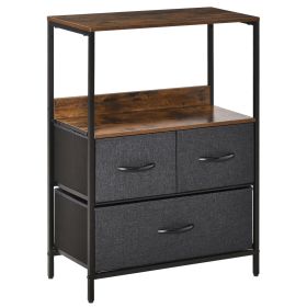 Chest of Drawers Bedroom Unit Storage Cabinet with 3 Fabric Bins for Living Room, Bedroom and Entryway, Black