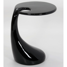 Beverley Stylish High Gloss Oval Side Lamp Table Fibre Glass Design - Black