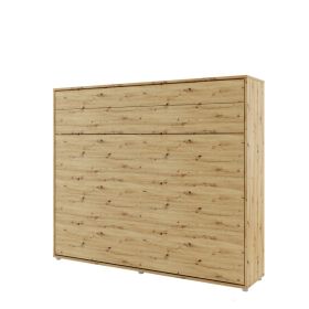 ArtNest Horizontal Wall Bed 160cm with Shelves - Oak Artisan