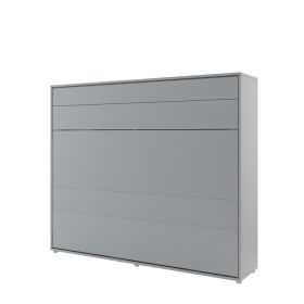 ArtNest Horizontal Wall Bed 160cm with Shelves - Grey Matt