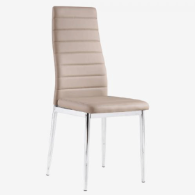 Telluride Elegance Collection Set of 6 Leather Dining Chairs with Chrome Legs - Beige