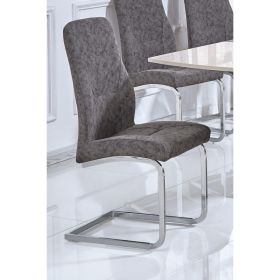 Barnstaple Patterned PU Chrome 2 Chairs Set - Grey
