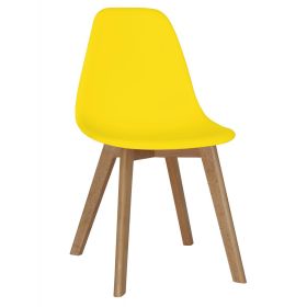 Lynton Plastic DIning Set of 4 Chairs with Solid Beech Legs - Yellow