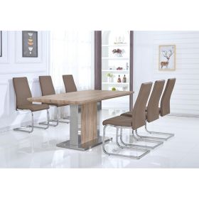 Totnes PU Dining Chairs Chrome and Cappuccino 2pc Set - Brown
