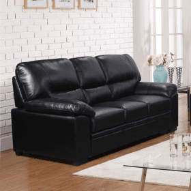 Carlsbad Luxury Leather Gel 3-Seater Sofa Classic Comfort in Black