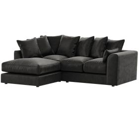 Bracknell Plush Black Velvet Corner Sofa - Right and Left Arm
