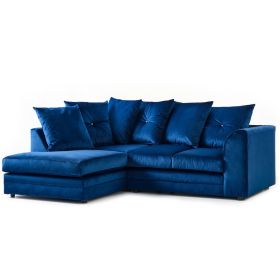 Sorretto Blue Velvet Fabric Corner Sofa - Left and Right Arm