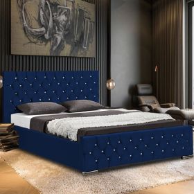 Prima Plush Velvet Bed - Blue in 5 Sizes