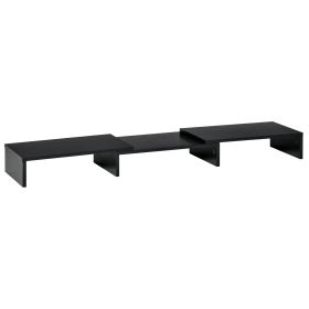 Dual Monitor Stand Riser with Adjustable Length and Angle, Screen Riser for Laptop, Computer, PC, Printer, TV, Black