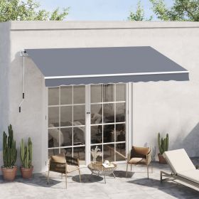 Garden Patio Manual Awning Canopy Sun Shade Shelter Retractable 4m x 3m-Grey