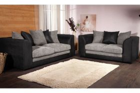 Benson 3 Seater and 2 Seater Sofa Set - Black and Grey