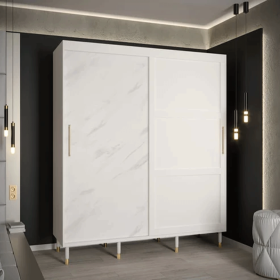 Zenara Vortex 2 Door Sliding Wardrobe in White - 200cm