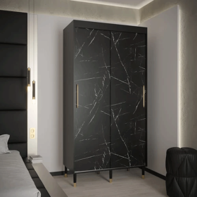 Aether Nova 2 Door Sliding Wardrobe in Black - 120cm