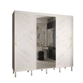 Ethereal Nook 3 Door Mirror Sliding Wardrobe in White - 250cm