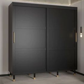 Astral Essence 2 Door Sliding Wardrobe in Black - 180cm