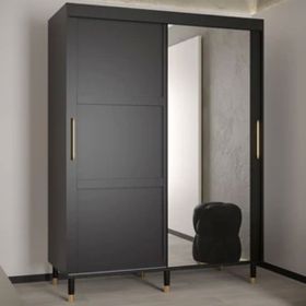 Odyssey Radiance 2 Door Mirror Sliding Wardrobe in Black - 150cm