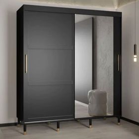 Odyssey Radiance 2 Door Mirror Sliding Wardrobe in Black - 180cm