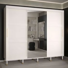 Odyssey Radiance 3 Door Mirror Sliding Wardrobe in White - 250cm