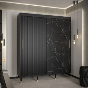 Infinite Array 2 Door Sliding Wardrobe in Black - 200cm