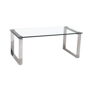Bassetlaw Glass Coffee Table featuring Stainless Steel Legs