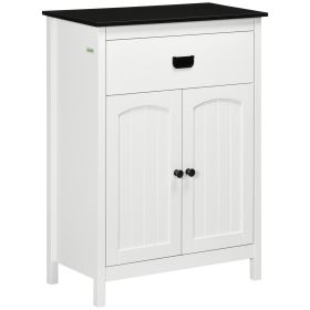 Bathroom Cabinet, Bathroom Storage Unit with Drawer, Double Door Cabinet, Adjustable Shelf for Living Room, White
