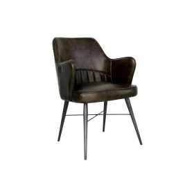Ewell Leather and  Iron Chair - Dark Grey