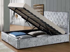 Chatsworth Silver Crushed Diamante Ottoman Bed - Double