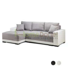 Cimian Fabric Corner Sofabed with Storage - White/Grey