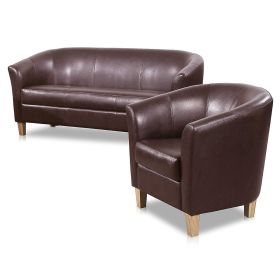 Bexhill 2 Seater Faux Leather Sofa - Brown