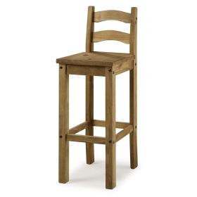 Waltham Bar Chairs in Distressed Solid Waxed Light Pine - Set of 2