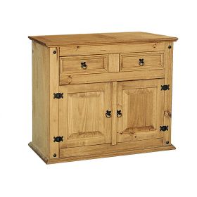 Waltham Solid Waxed Light Pine Sideboard with 2 Doors and 2 Drawers - Natural