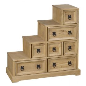 Waltham Solid Waxed Light Pine DVD Storage Staircase Unit - Natural