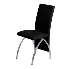Hove Leather Effect Chrome Dining Chair Set of 4 - Black